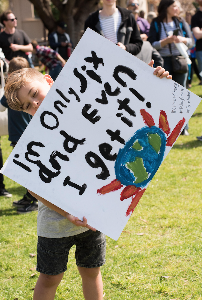 A young protester at the 2019 Climate Strike.